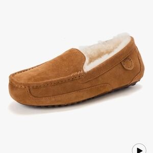 Cozy Tan Suede Moccasin Slippers